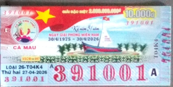Cà Mau, 27/04/2026, 391001